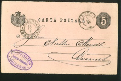 Carte poștală ciculată 1889 foto