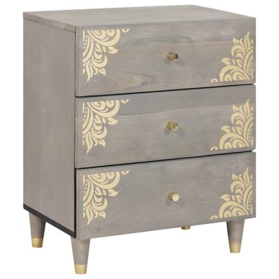 vidaXL Dulap de noapte Gri 50 x 33 x 62 cm Lemn masiv de mango 4018781 foto
