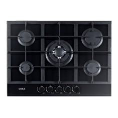 Plita incorporabila Samus, 5 arzatoare, 10.4 kW, material sticla, aprindere electrica, Negru