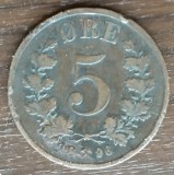 Moneda Norvegia - 5 Ore 1896