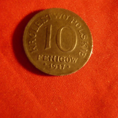 Moneda 10 fenigi 1917 Polonia ocupatie Germano-Austriaca ,otel ,cal.apr.NC