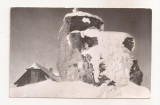 RF73 -Carte Postala- Muntii Bucegi, Varful si Cabana Omul, circulata 1964