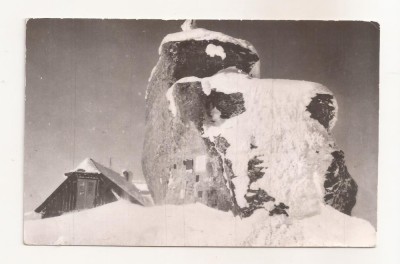 RF73 -Carte Postala- Muntii Bucegi, Varful si Cabana Omul, circulata 1964 foto