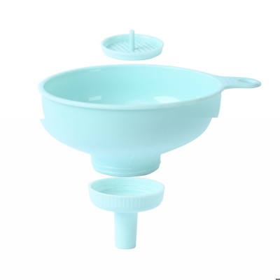 Palnie din plastic 3 in 1 flippy, doua dimensiuni de scurgere, cu filet si filtru, diametru scurgere 5.4 cm, 11.5 x 16.7 cm, albastru foto