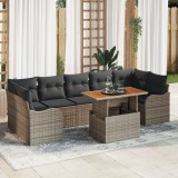 Set canapea gradina Gossi cu perne gri din poliester ratan acacia, canapea gradina Gossi cu 2 locuri si perne gri din poliester ratan