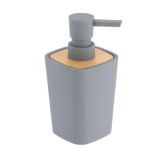 Dispenser Săpun Plastic Si Bambus 380 Ml &ndash; Gri