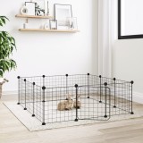 VidaXL Cușcă animale de companie cu ușă 12 panouri negru 35x35 cm oțel