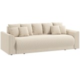 HOMCOM Canapea extensibilă 190x150cm, sofa 3 locuri cu funcție de dormit, perne, spațiu de depozitare, aspect corduroy pentru living, Bej | Aosom Roma