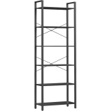 VASAGLE Biblioteca 6 niveluri, cu cadru metalic si rafturi PAL, 66x30x186 cm, negru Household NewTrend