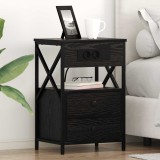VidaXL Dulap de noapte cu sertar 2 pcs Stejar negru 40 x 31 x 60 cm