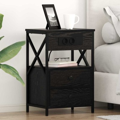 vidaXL Dulap de noapte Stejar negru 40 x 31 x 60 cm Lemn compozit foto