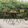 Set Bistro Pliabil 3 Piese, Lemn Tec &amp; Otel, 2 Scaune, Masa 55x54x71cm, Gri/Negru, 110kg/loc