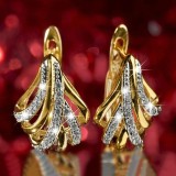 Cercei stil vintage geometrici, placati cu aur de 18 K, cu cristale de zirconiu