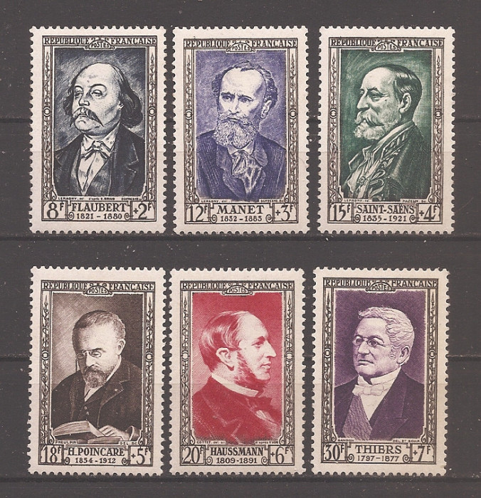 Franta 1952 - Francezi celebri, MNH