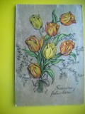 HOPCT 10724 LALELE-SINCERE FELICITARI CP -FLORI-FELICITARE ANIVERSARA -CIRCULATA