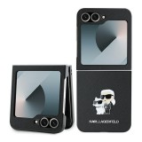 Husa pentru Samsung Galaxy Z Flip7 FE F761 / Z Flip6 F741, Karl Lagerfeld, Saffiano Karl &amp; Choupette Metal, Neagra