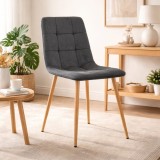 Cumpara ieftin Scaun bucatarie/living, Artool, Kara, catifea gri, picioare metal natur, 44.5x50.5x87 cm