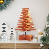 VidaXL Brad de Crăciun decorativ, maro ceruit, 60 cm, lemn pin masiv