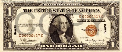 1 dolar 1936 Reproducere Bancnota USD , Dimensiune reala 1:1 foto