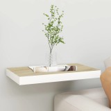 Cumpara ieftin Raft de perete suspendat, alb și stejar, 40x23x3,8 cm, MDF