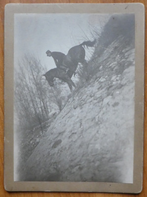Fotografie militara pe carton , Calaret in uniforma , 1910 foto