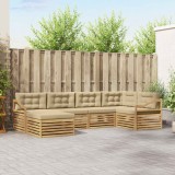 vidaXL Set de canapele de exterior cu pernă 6 pcs Alb și Bej Poliester 3390783