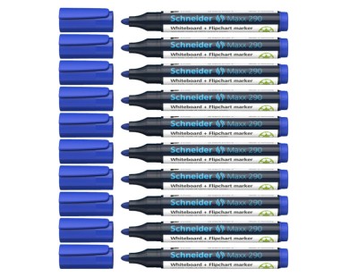 Set 10 Markere reincarcabile Schneider Maxx 290, 1-3mm, albastru - RESIGILAT foto
