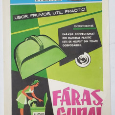 RECLAMA LA FARAS DIN PLASTIC , PRODUS LA BACAU , 1971