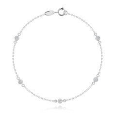 Bra?ara din aur alb de 14K - zirconii rotunde transparente, zale te?ite foto