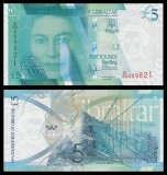 GIBRALTAR █ bancnota █ 5 Pounds █ 2020 █ UNC █ necirculata