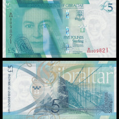 GIBRALTAR █ bancnota █ 5 Pounds █ 2020 █ UNC █ necirculata