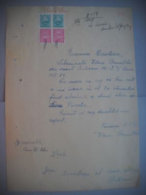 HOPCT DOCUMENT VECHI NR 484 ELENA BRUNITCHI-EVREU-SCOALA NR 3 FETE BOTOSANI 1948 foto