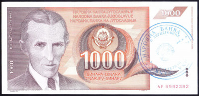 Bancnota Bosnia si Hertegovina 1.000 Dinari (1992) - P2b UNC foto