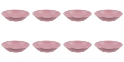 Set farfurii 8 piese, farfurii adanci, din plastic, culoare Powder Pink, diametru 18 cm foto