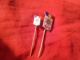 2 Insigne - Blocul Partidelor Democrate 1946-folosite in alegeri 1946, format mare si mic 2cm si 1,2cm