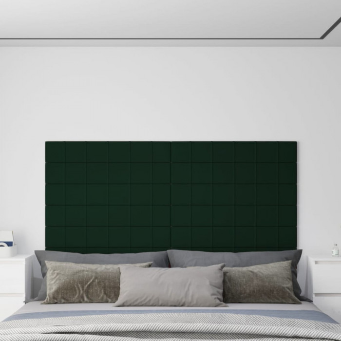 Panouri de perete 12 buc. verde &icirc;nchis 90x15 cm catifea 1,62 m&sup2; GartenMobel Dekor