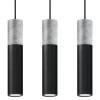 Lampă Suspendată Borigio Negru/Gri Oțel/Beton 3 Bec Tub Modern De Interior