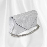 Cumpara ieftin Geanta mica, plic seara pentru ocazii si petreceri, 20 x 10 cm, Magrot B-35 - Argintiu