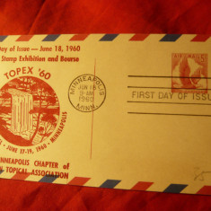 Carte Postala cu stampila Prima Zi - Expozitia Topex '60 SUA 1960