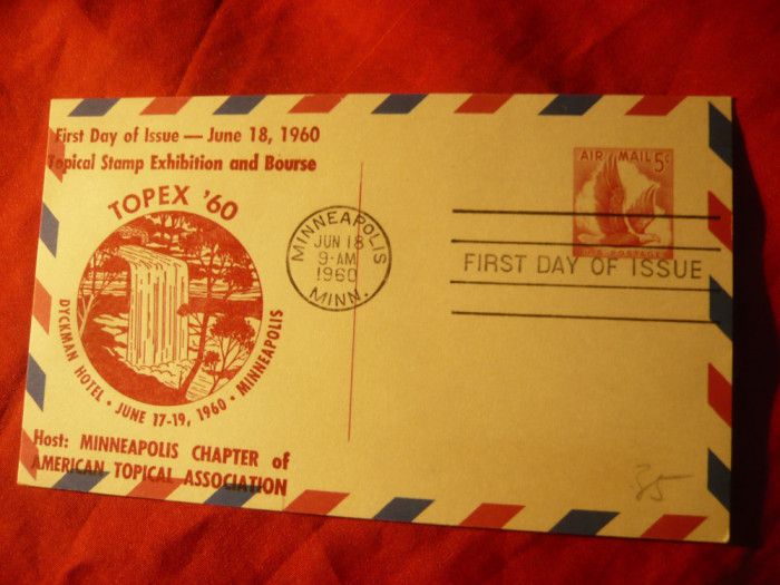 Carte Postala cu stampila Prima Zi - Expozitia Topex &#039;60 SUA 1960