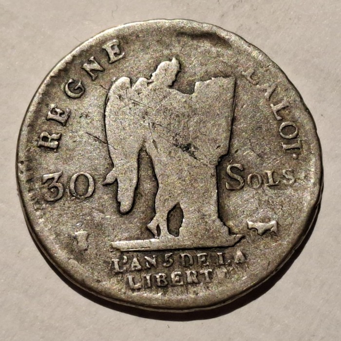 Franța 30 sols 1792? Pau argint Ludovic XVl