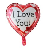 Balon din folie metalizata, flippy, figurina inima, model i love you, tema ziua indragostitilor, 45 cm, ambalaj individual, pai inclus, umflare cu aer
