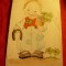 Ilustrata - Felicitare -pictata manual - acuarela -circulata 1957 RPR