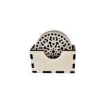Suport pahar lemn, 9 cm, set 6 bucati+ cutie depozitare, model M1