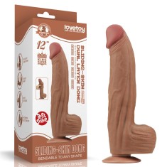 12&amp;#039; Dildo Culisant King Size cu Doua Straturi de Piele Maro foto
