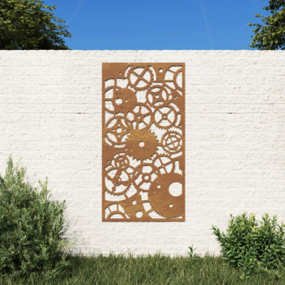 vidaXL Decor perete grădină 105x55 cm design roți zimțare oțel Corten foto