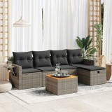 vidaXL Set mobilier grădină cu perne, 6 piese, gri, poliratan 3325812