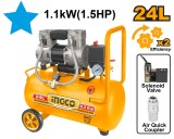 Compresor aer 24L 1.1kW fara ulei INGCO ACS111242, 8 bar, 2850 rpm, 67 dB, motor aluminiu