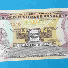 Bancnota Honduras 2 Lempiras 1998 - serie J1177046 - UNC Superba