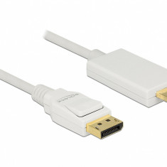 Cablu Displayport 1.2 la HDMI T-T pasiv 4K alb 3m, Delock 83819